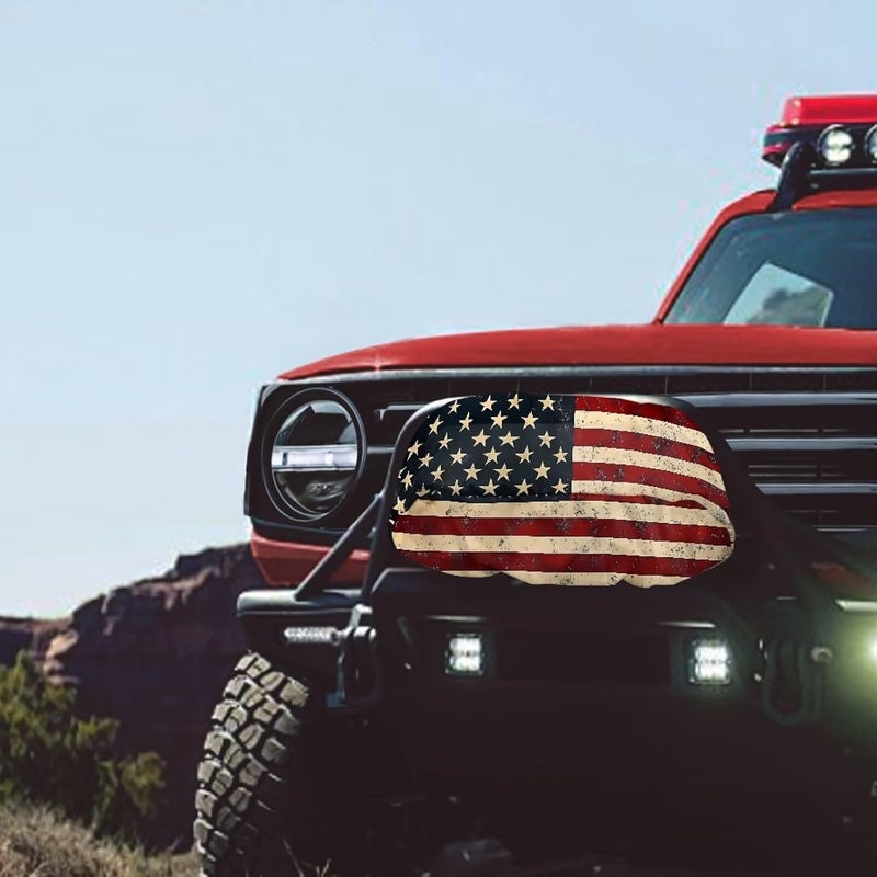 Mintulipy American Flag Universal Winch Cover - Dust Resistant Winches Cover 23x11 x 11 inch - Fits Most Electric Winches - Image 2